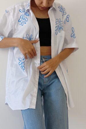 White oversized shirt for women