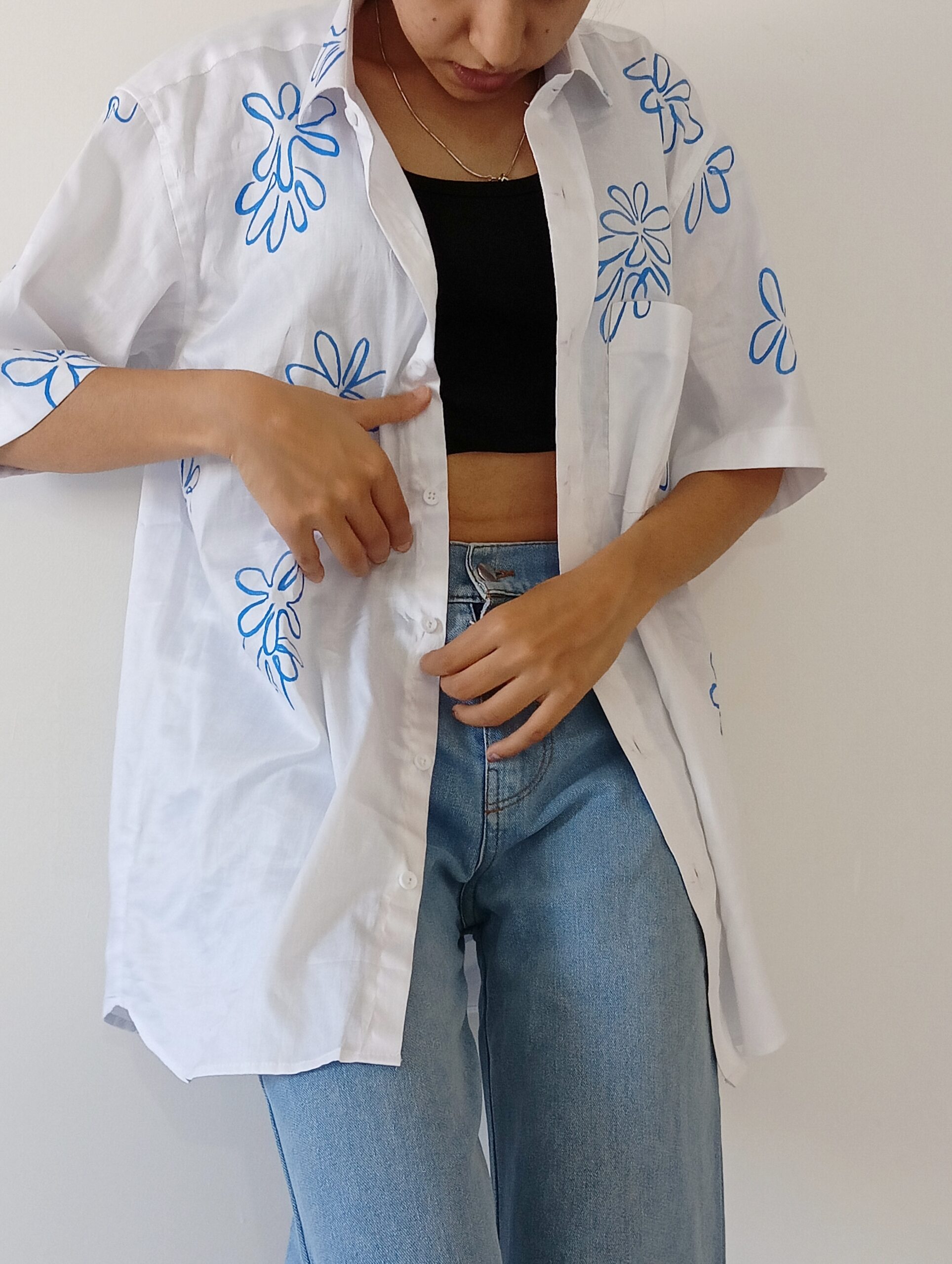 White oversized shirt for women