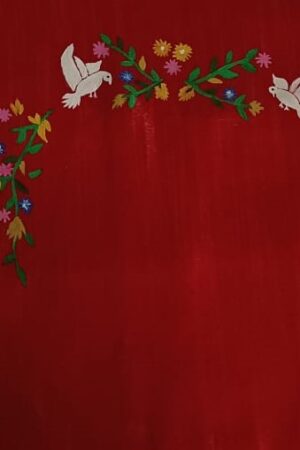 hand-painted red blouse fabric