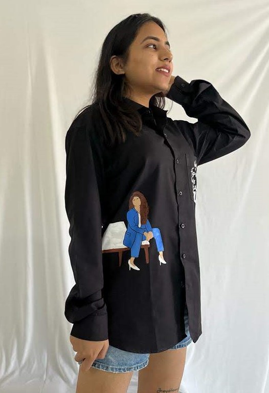 Black full sleeves shirt for women