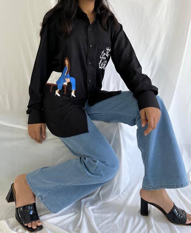 Black full sleeves shirt for women