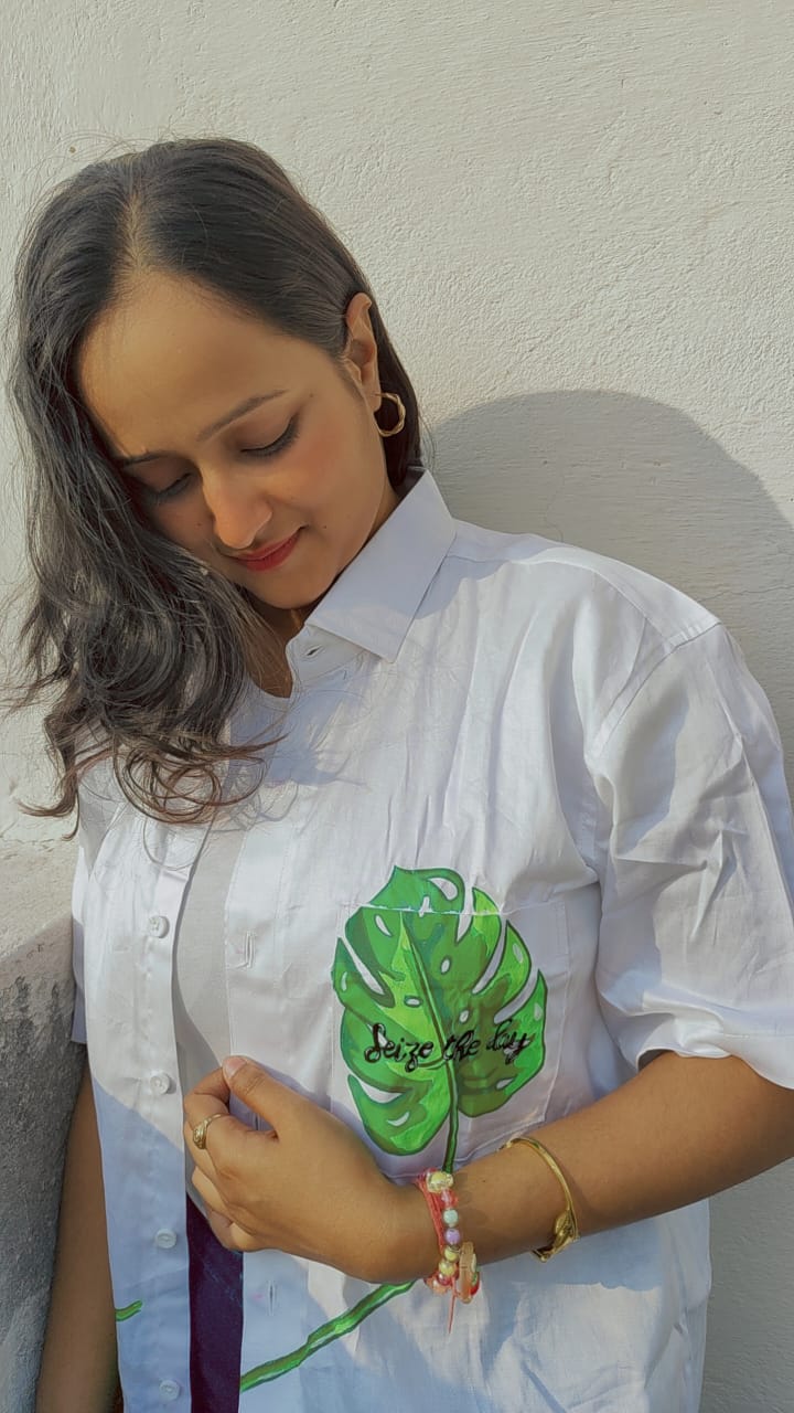 Oversized cotton shirt for women