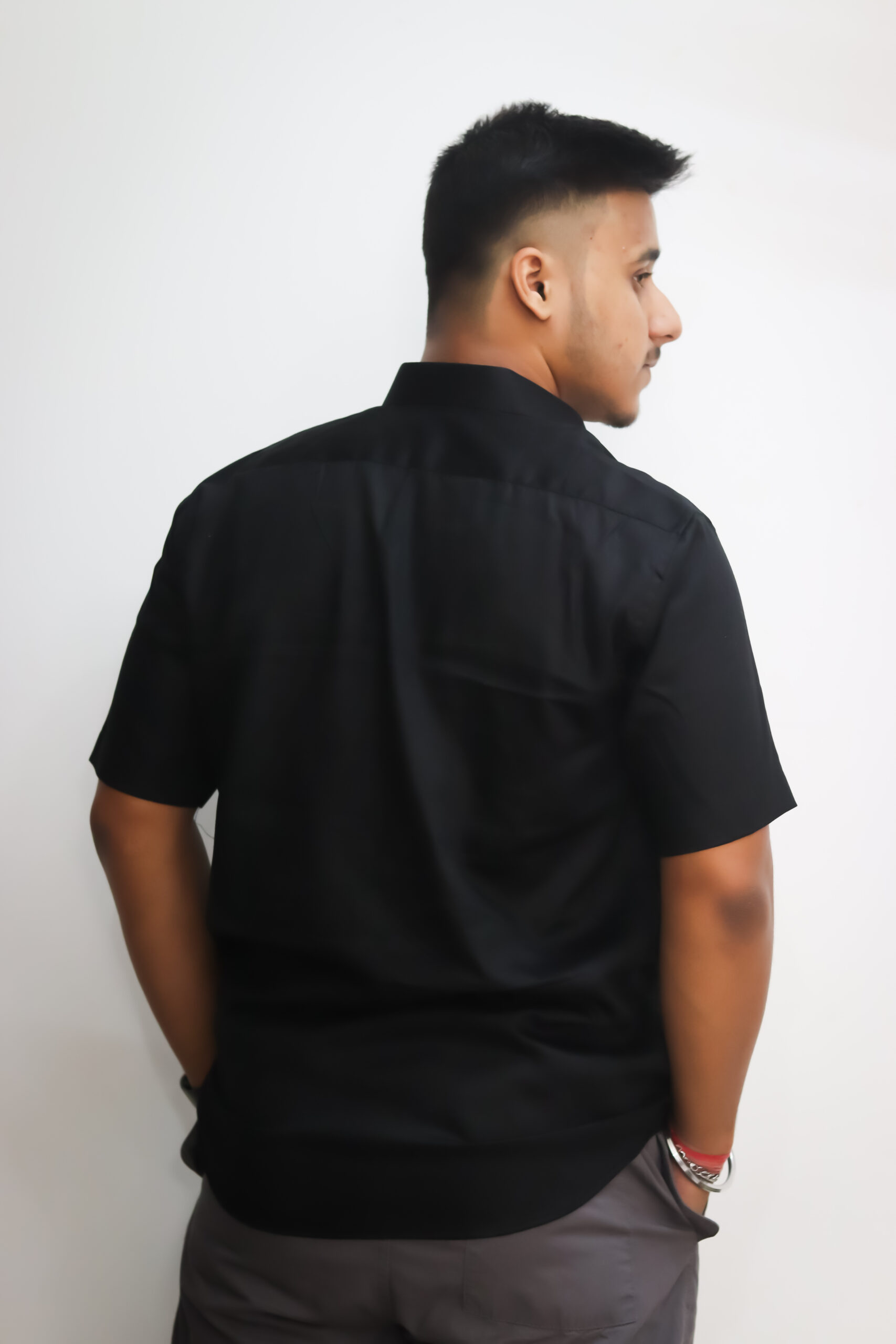 Black half sleeves shirt for men