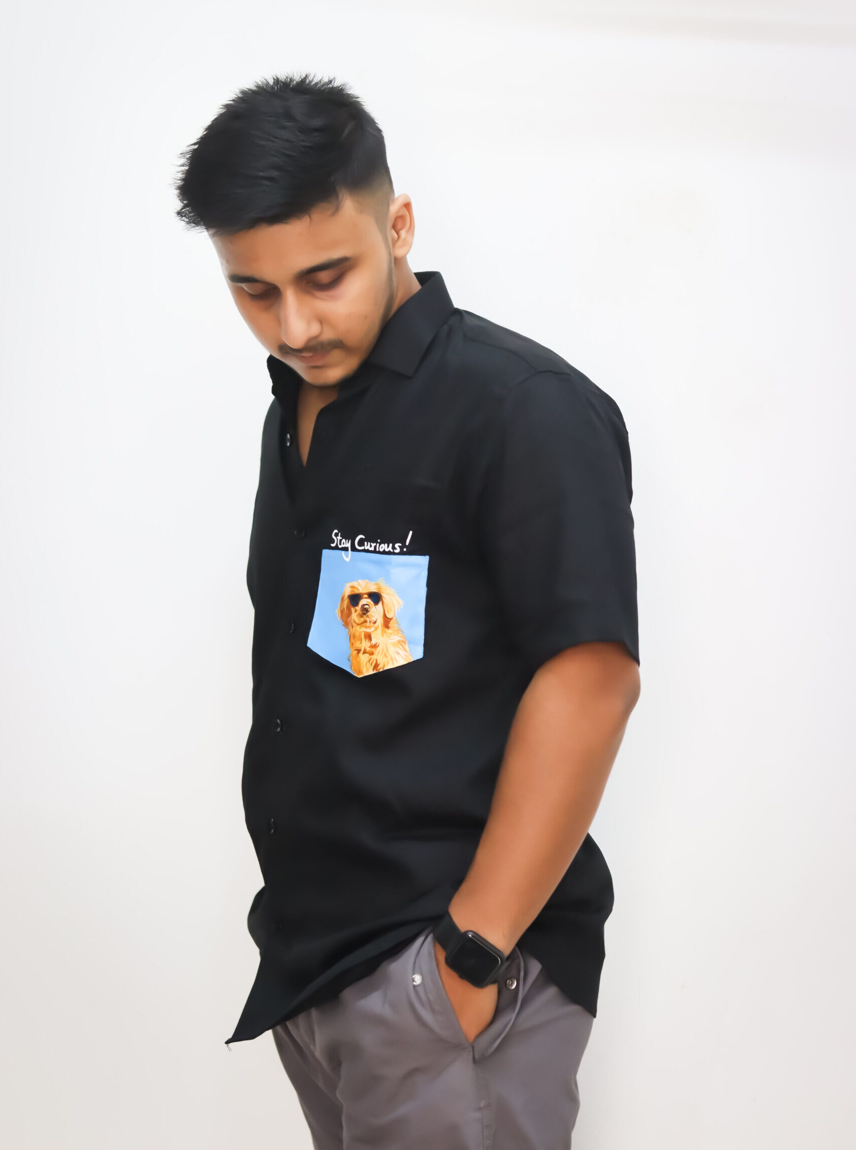 Black half sleeves shirt for men