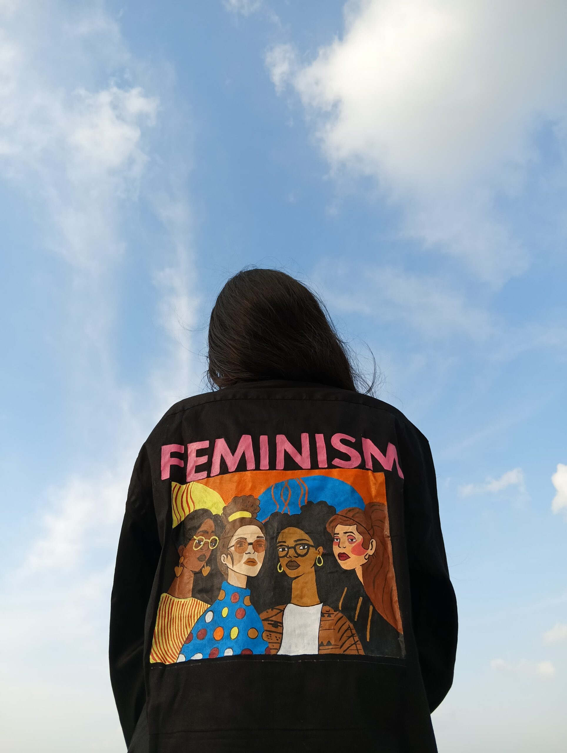 Oversized black cotton women shirt