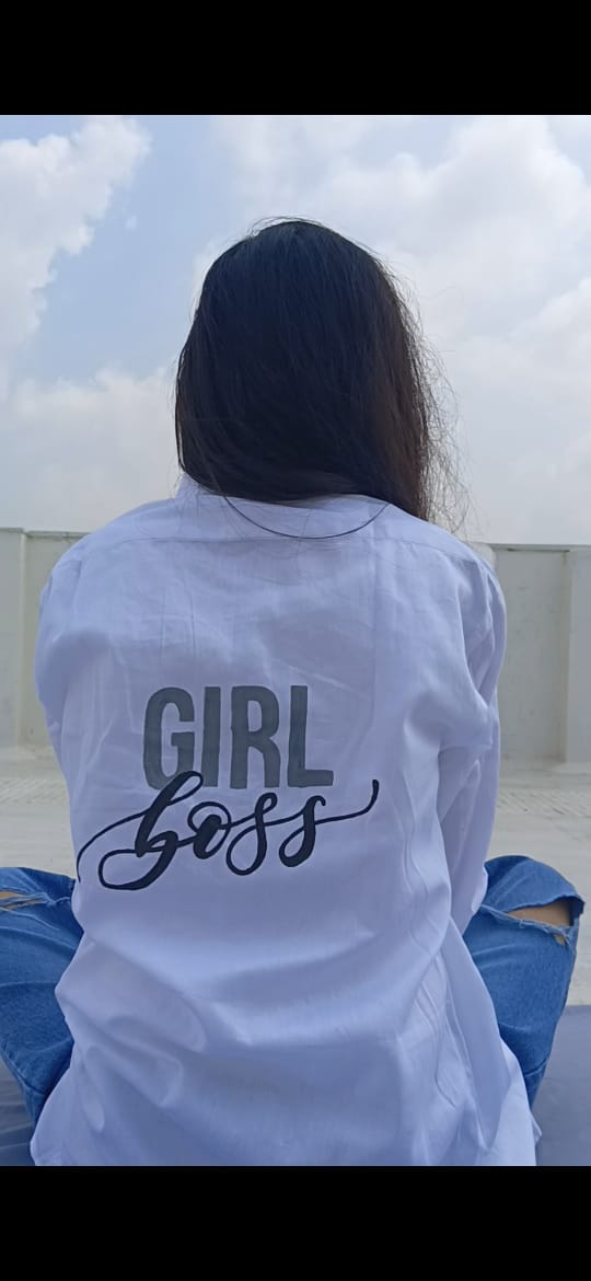 Girl Boss White Full Sleeves Shirt - Image 3