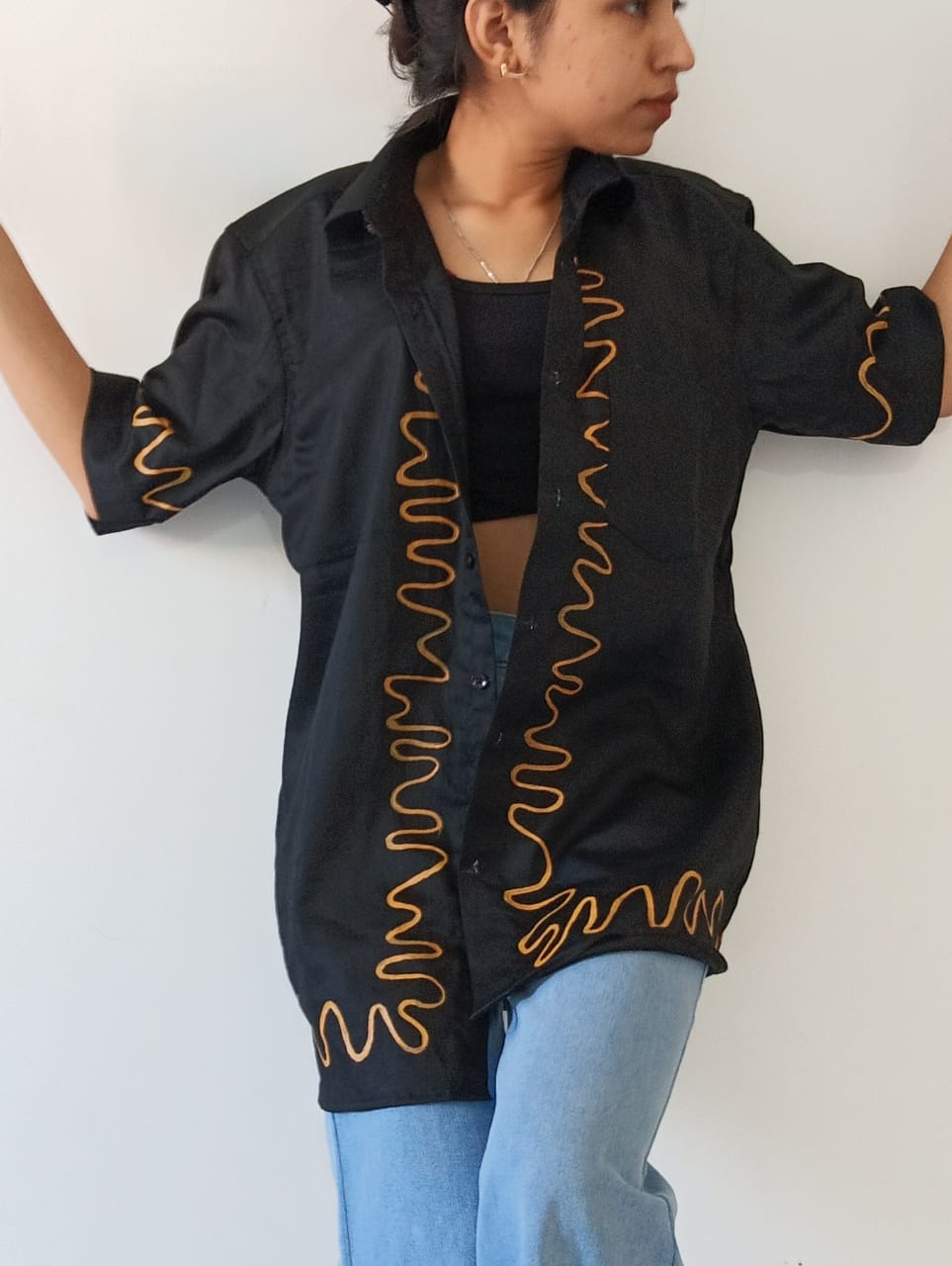 black oversized shirt for girls