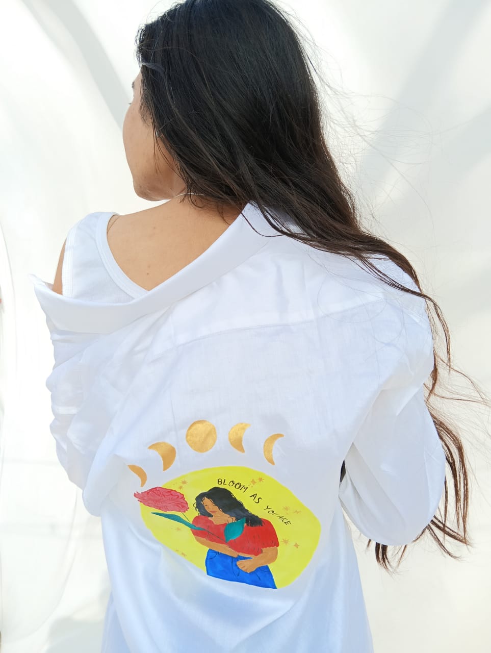 Bloom As You Are Girl White Full Sleeves Cotton Shirt - Image 3