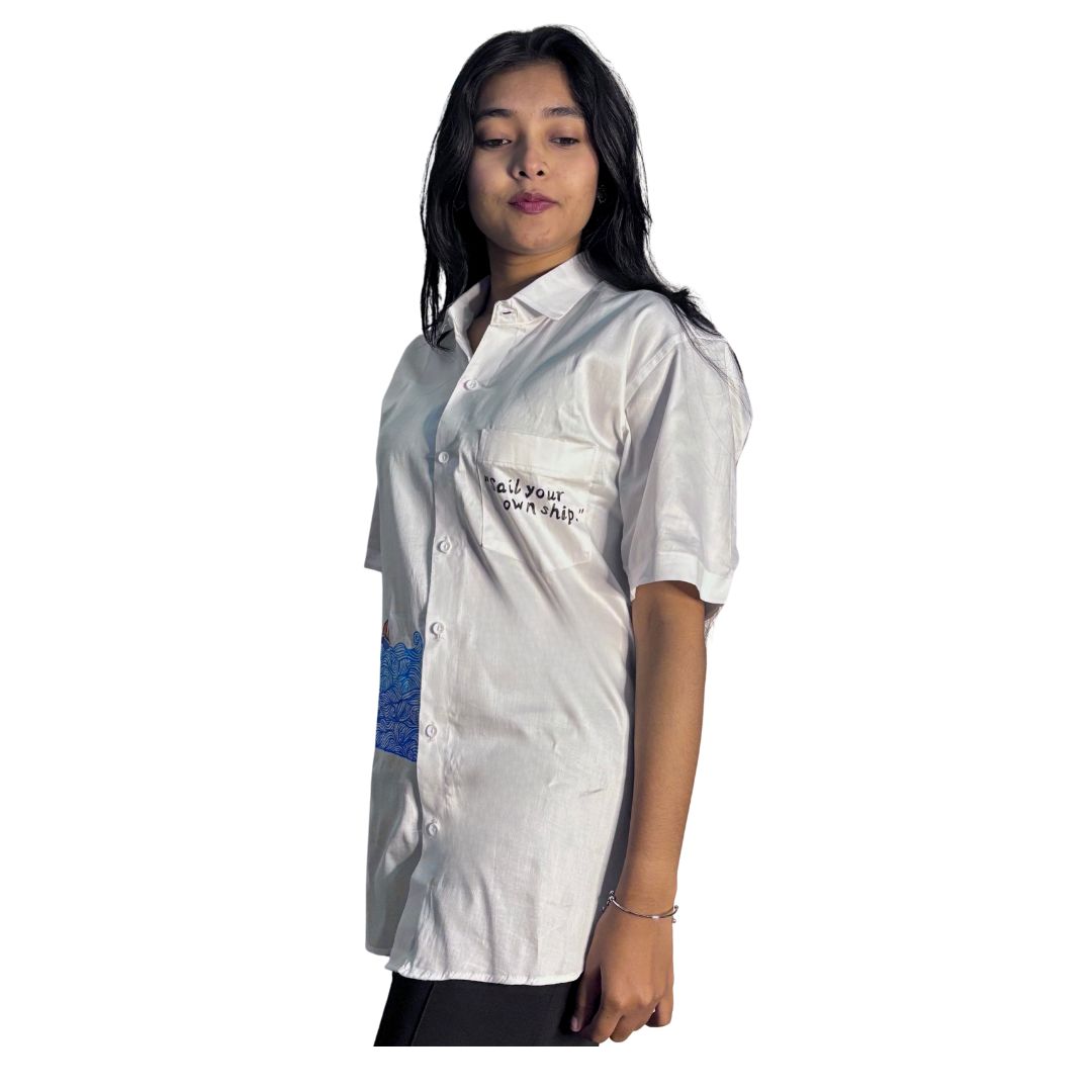 Women White cotton shirt