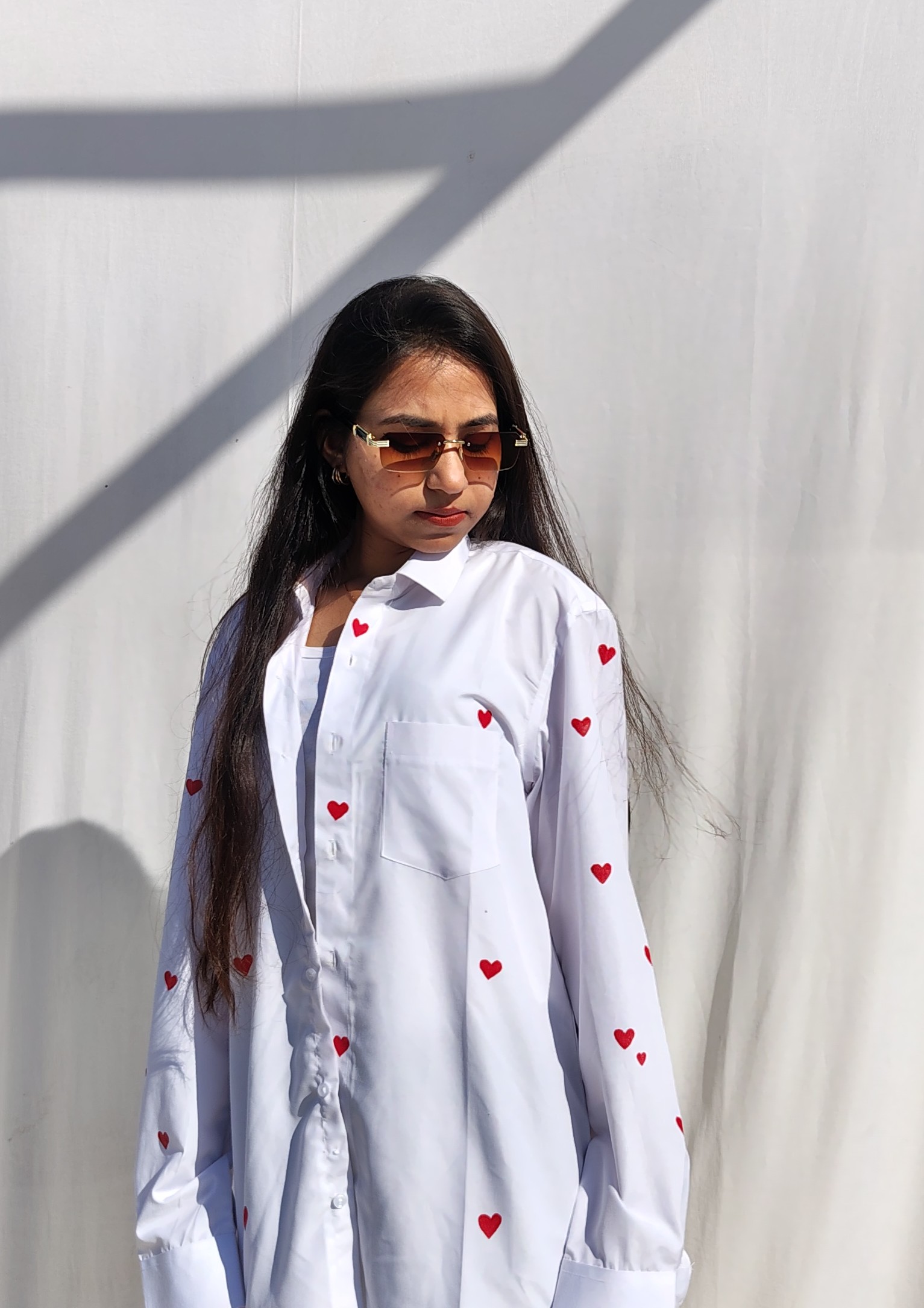 heart white shirt for women