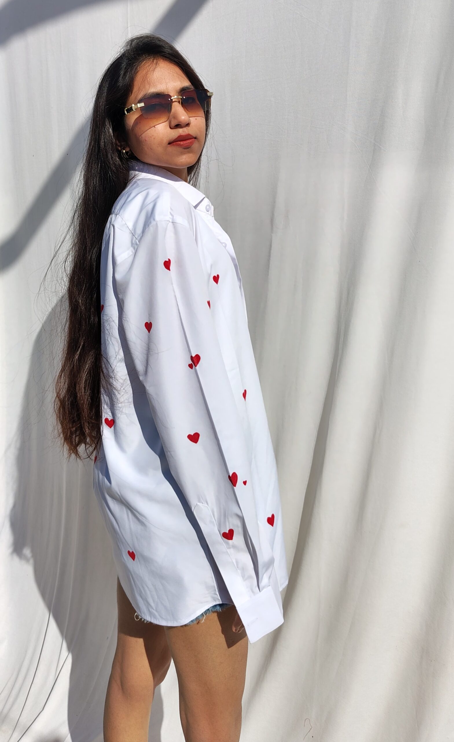 heart white shirt for women