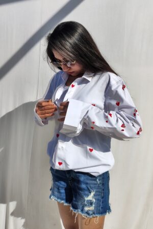 heart white shirt for women