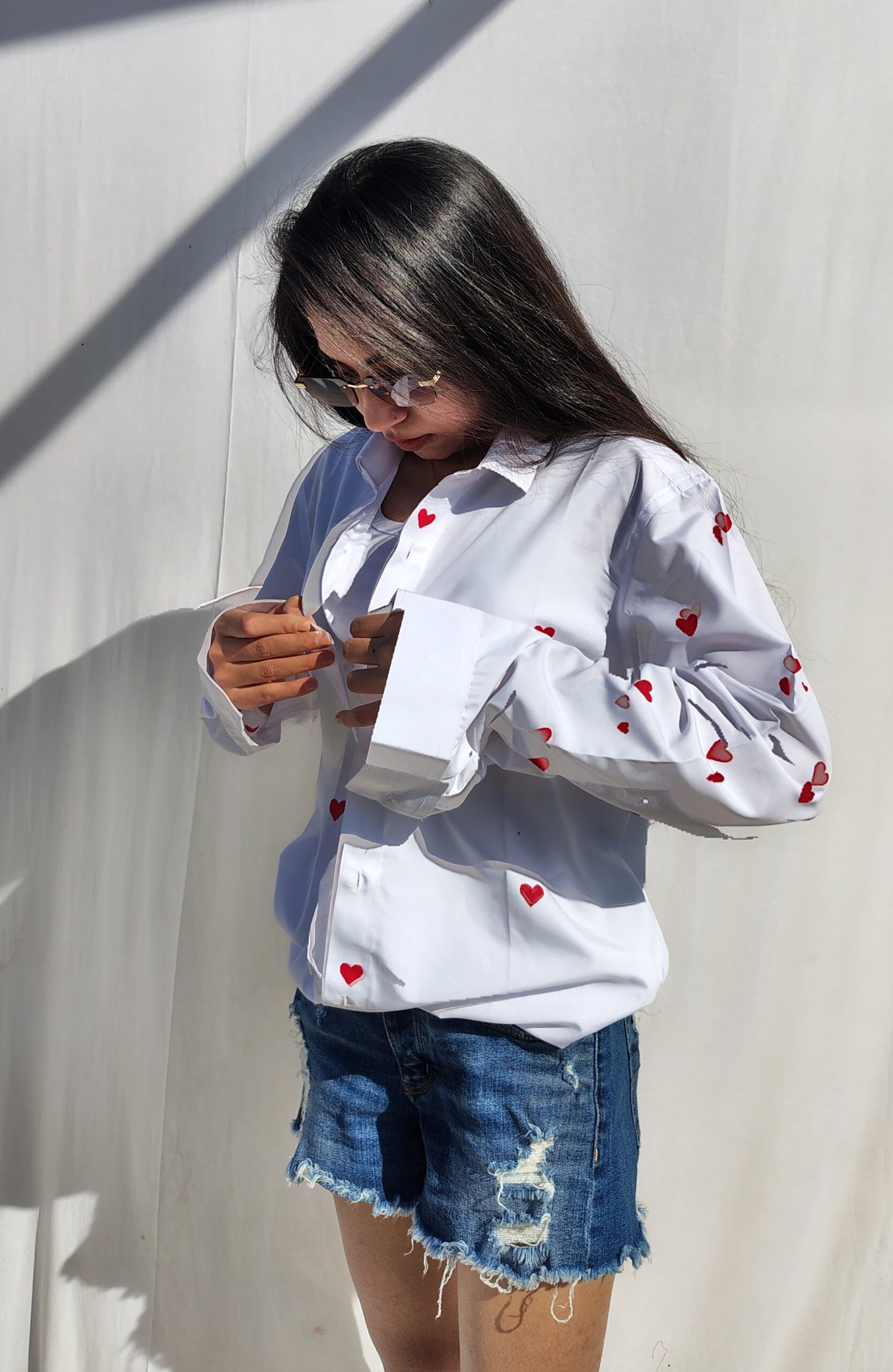 heart white shirt for women