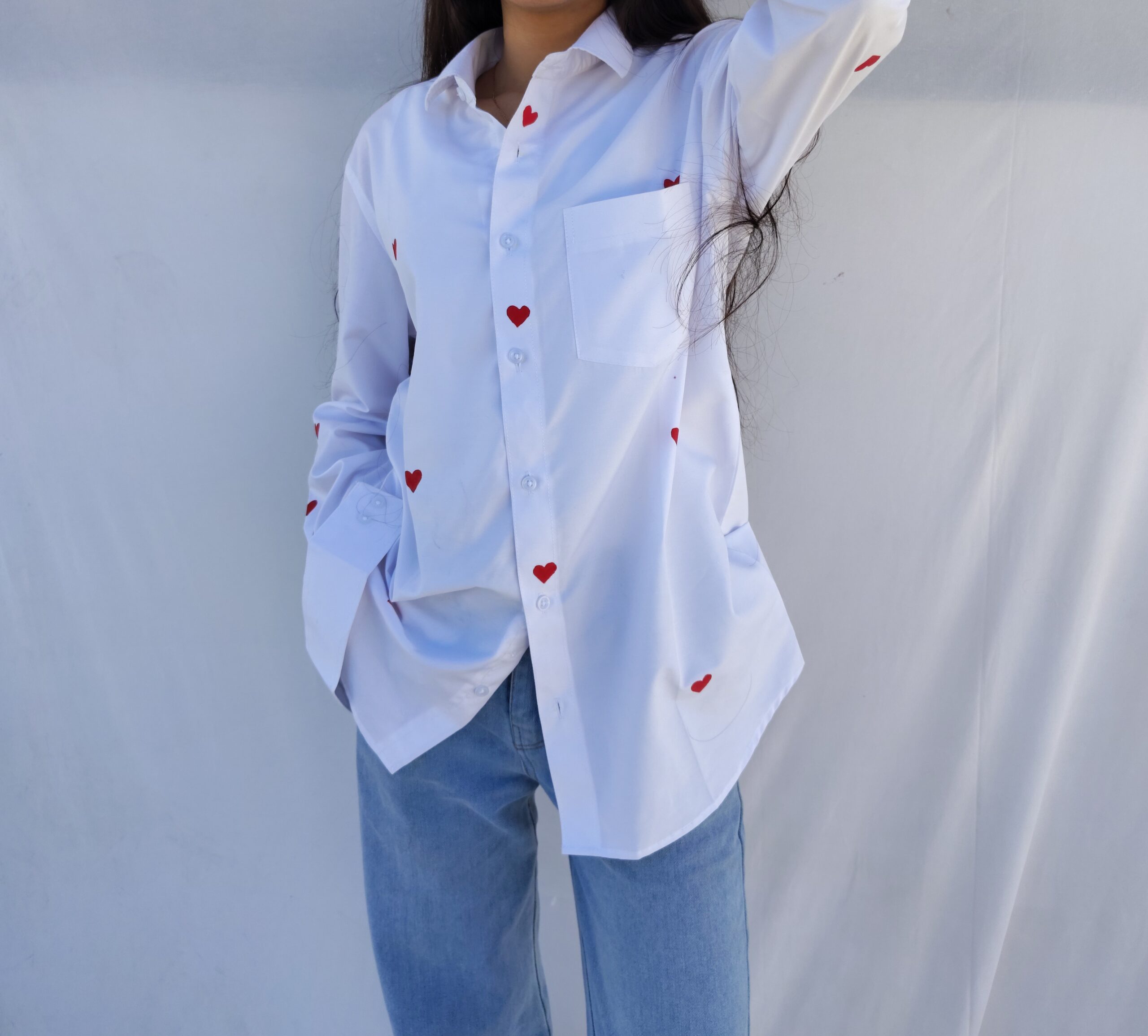 heart white shirt for women