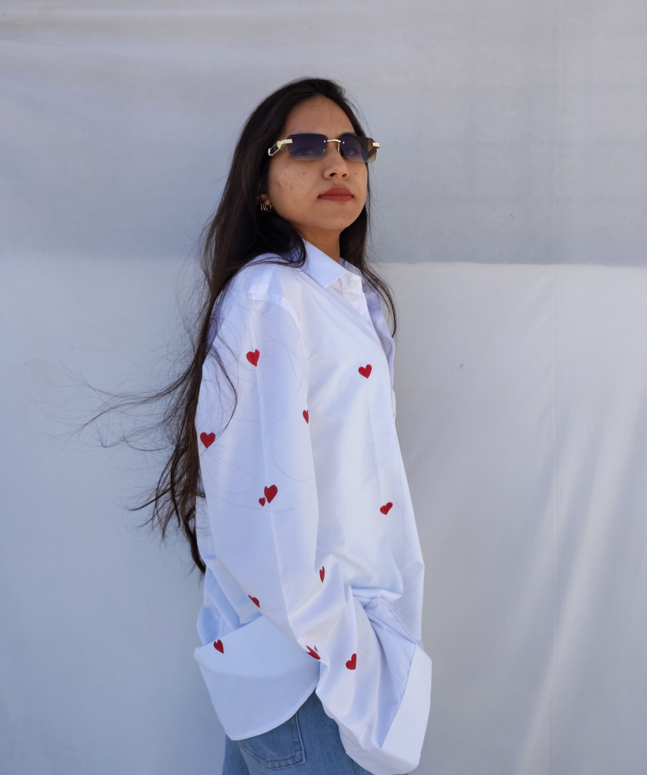 heart white shirt for women