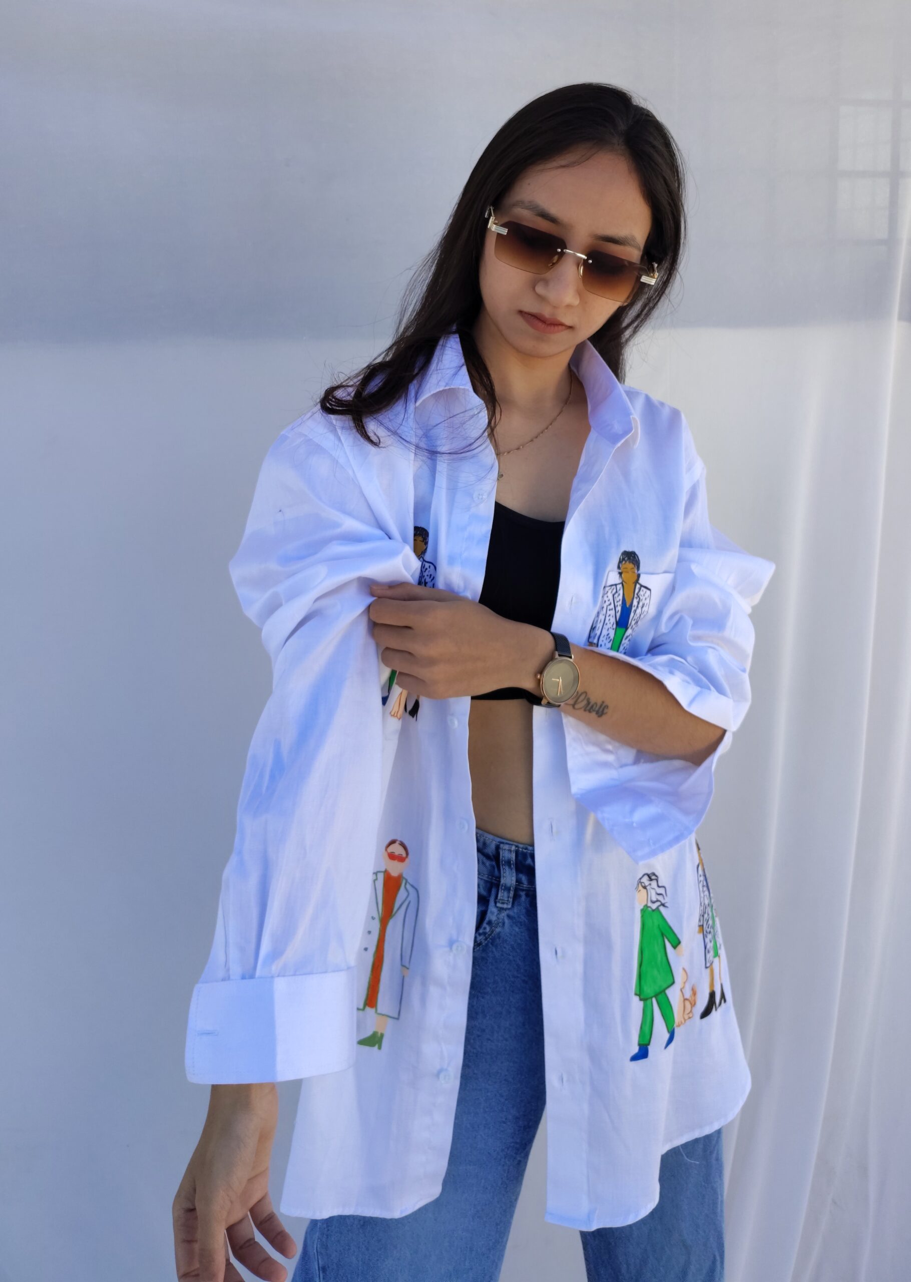 Oversize white cotton shirt