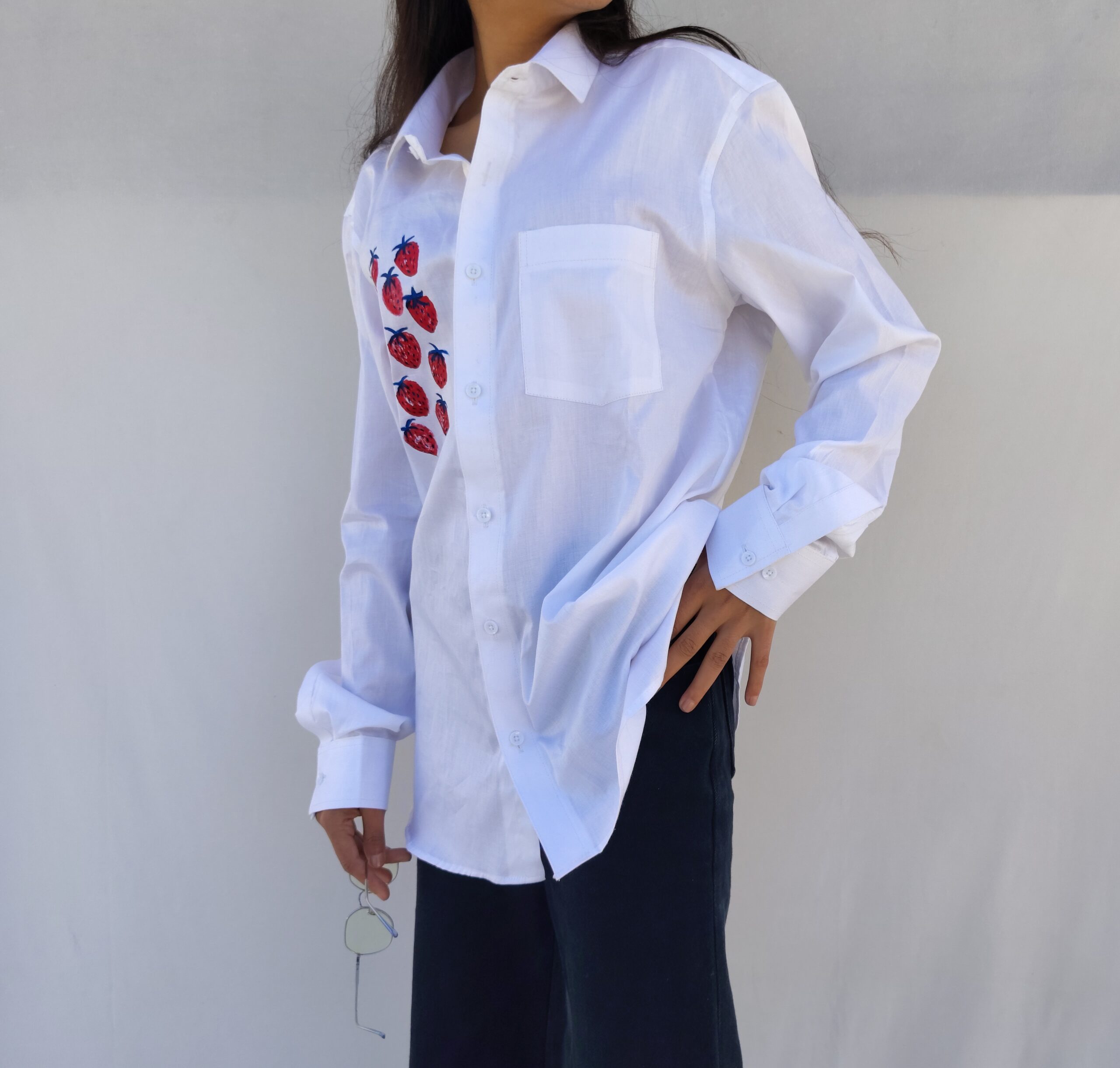 White full sleeves cotton shirt for women